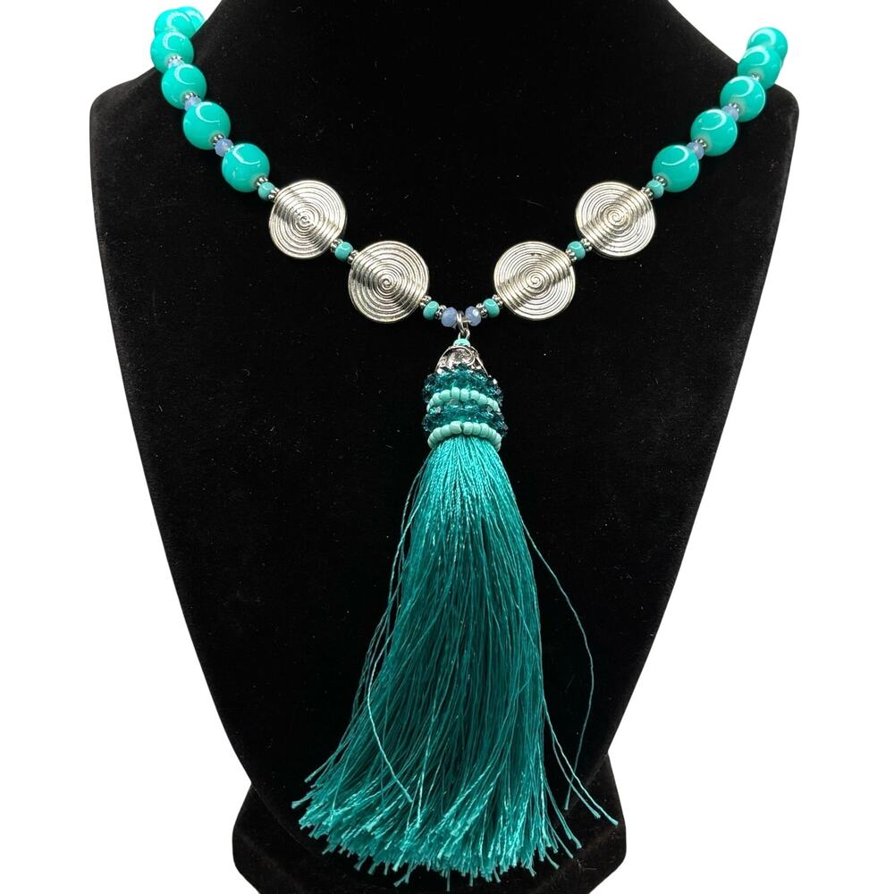 Y2K Turquoise Tassel Necklace